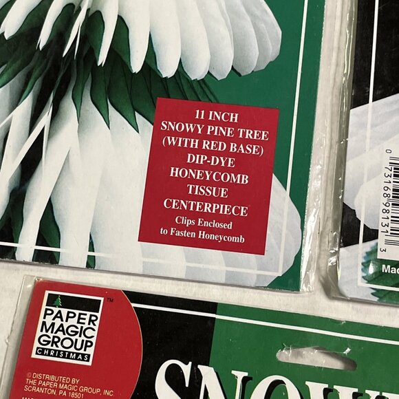 Paper Magic Group Christmas Honeycomb Tissue Centerpiece Lot Snowy Pine Snowman - Picture 7 of 11